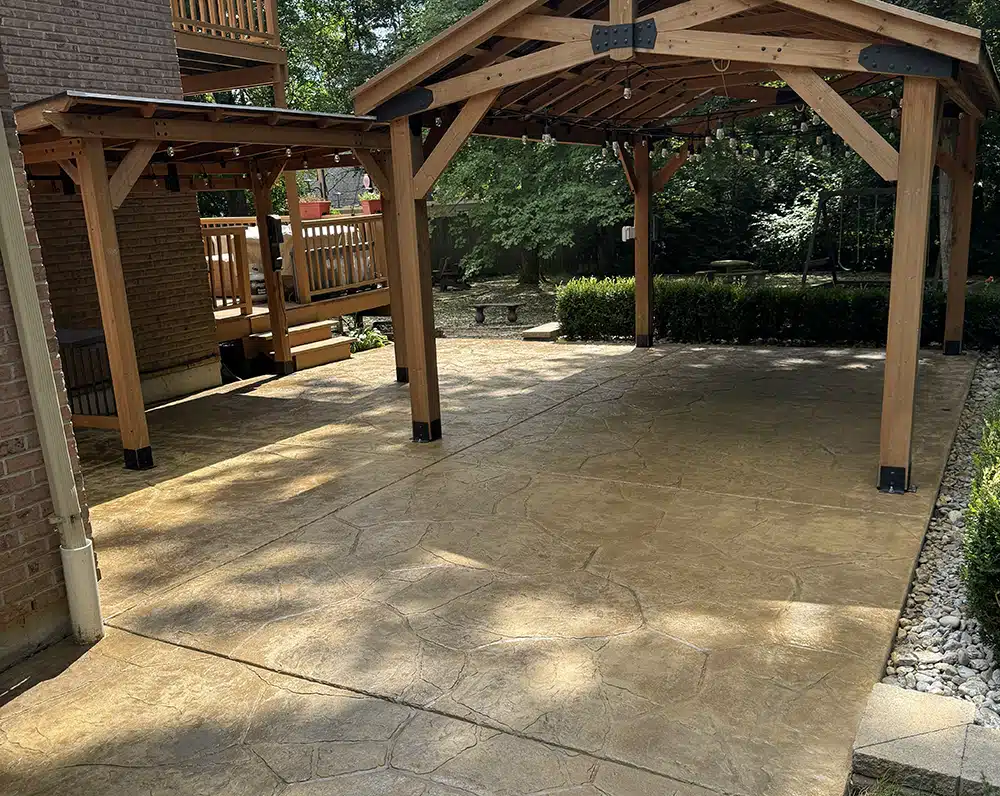 Covered patio hardscaping project in Southwest Ohio